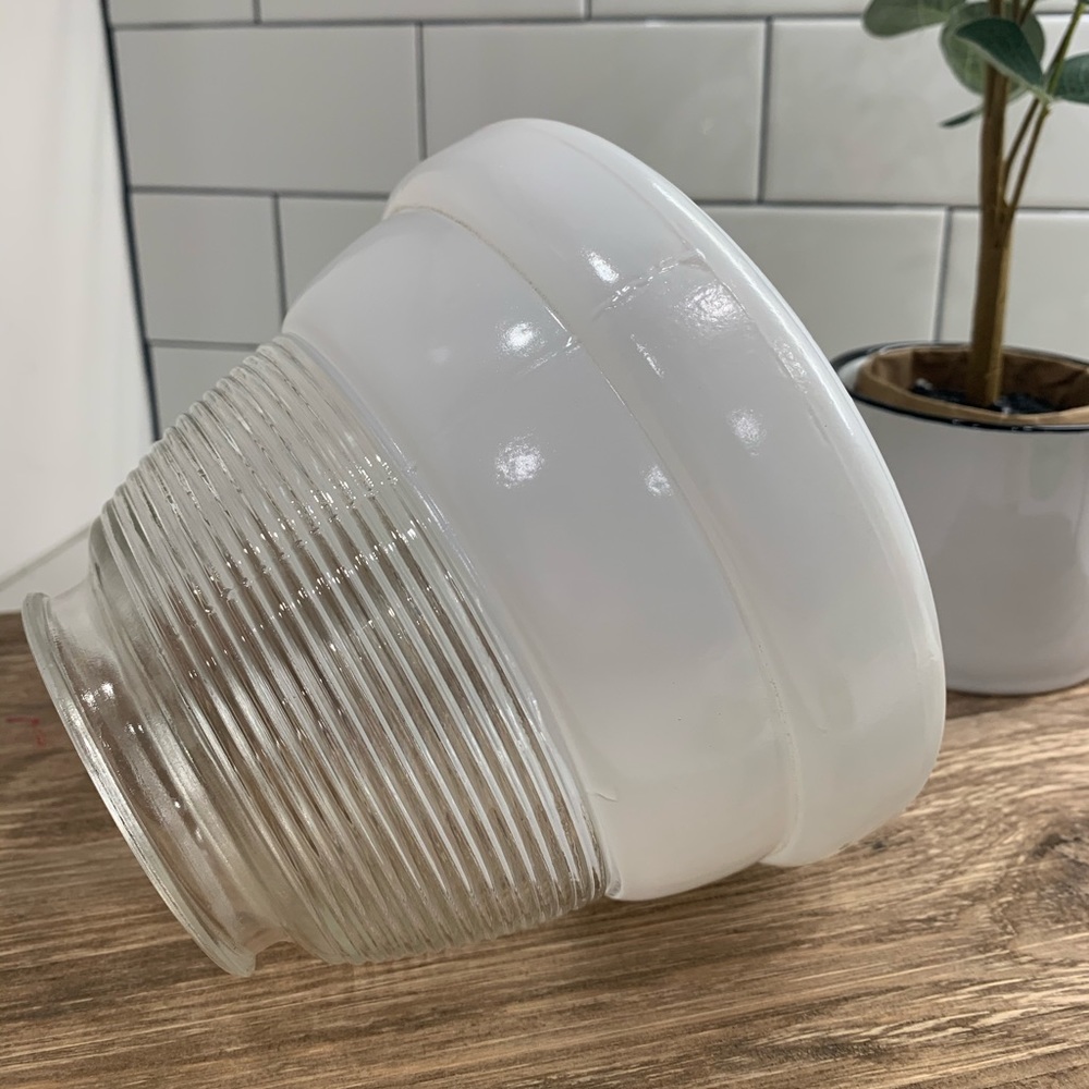 Vintage Glass White Clear Ceiling Fixture